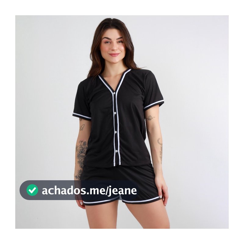 Pijama Feminino Baby Doll Short Verão Confortável Blogueirinha Alcinha Luxo Com Botões