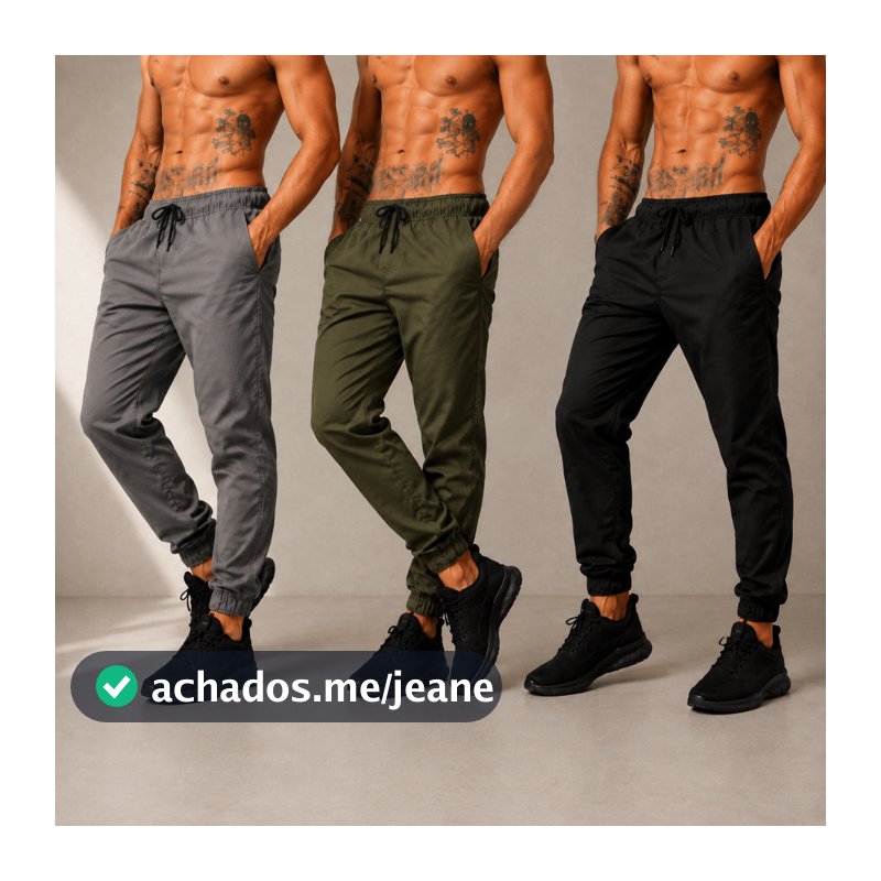 Kit 3 Calça Jogger Masculina Tactel com Elastano Academia Treino Fitness Slim Dry Fit Esportiva Leve confortavel