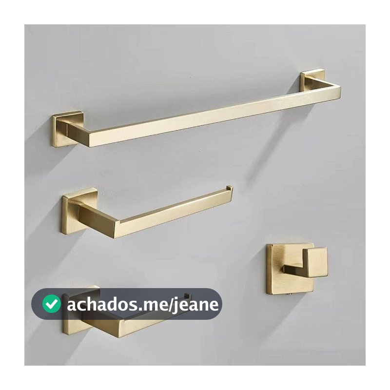 Kit Acessórios Para Banheiro Completo 4 Peças Inox Toalheiro De Banheiro Dourado Escovado