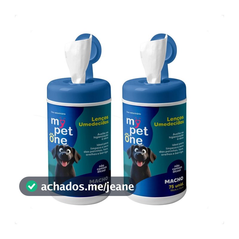 Kit 2 Lenço Umedecido Machos Mypetone - 75 Unidades