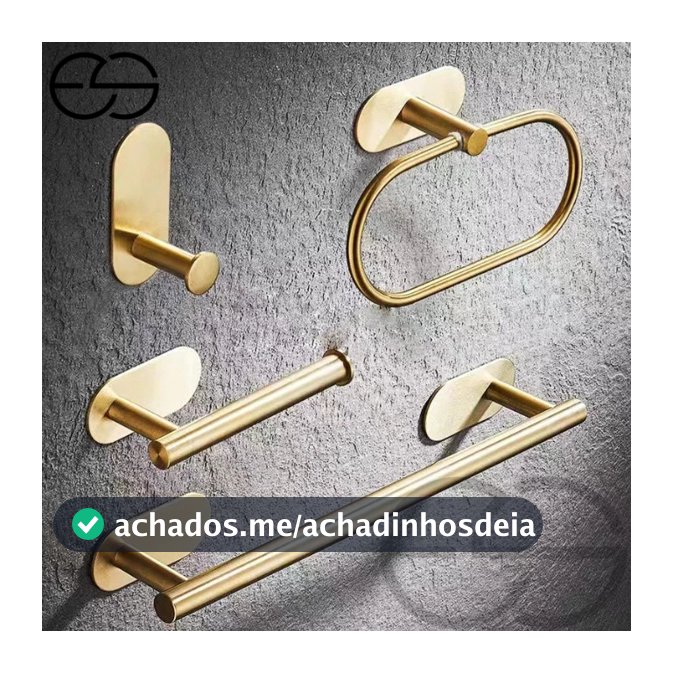 Kit Acessórios Banheiro Cabide Toalheiros Papeleira 4 Peças Dourado ES