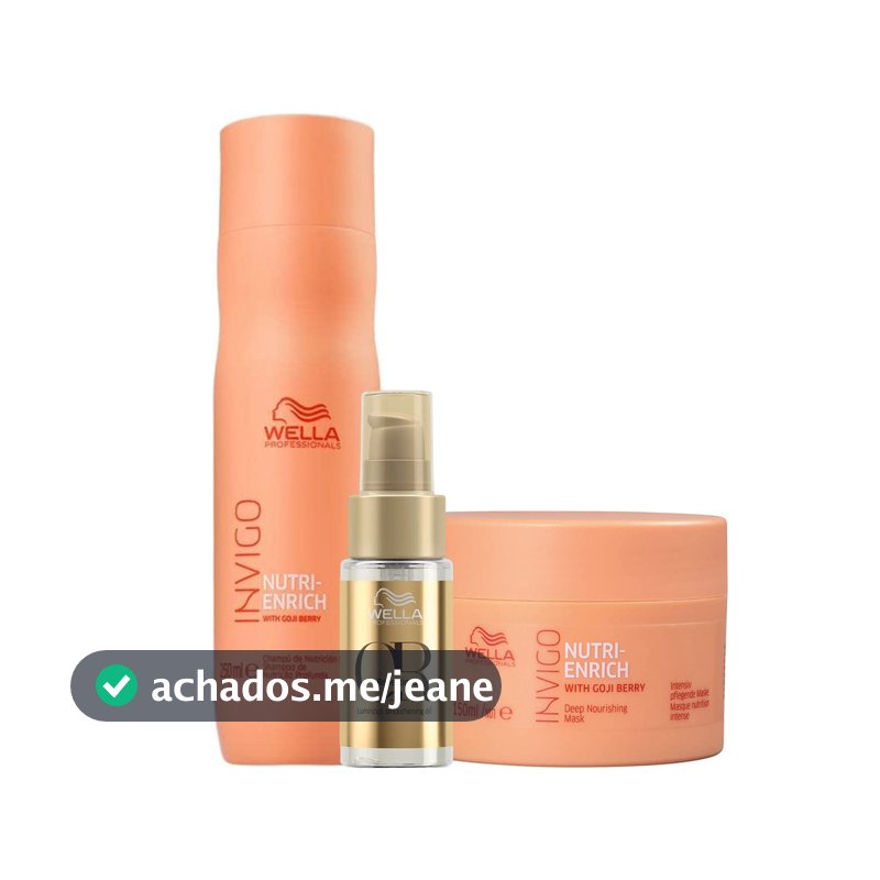 Kit Nutri Enrich Shampoo, Máscara e Oil Reflections - Wella