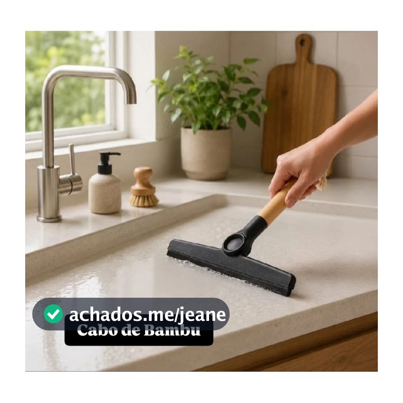 Rodo de Pia Dobravel com Cabo de Bambu Rodinho Oikos Multiuso Multifuncional Cozinha Banheiro