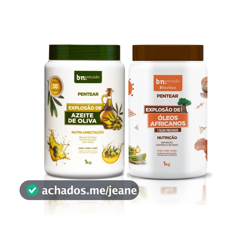 Kit Creme De Pentear Cachos Óleos Africanos 1kg + Creme Pentear Azeite De Oliva 1kg