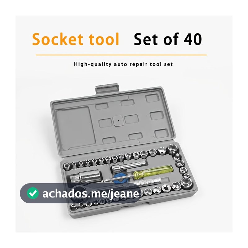 Kit Jogo De Chave De Catraca Reversível Com Soquetes - 40 Peças + Maleta Equipa Tools, Kit Chave De Fenda