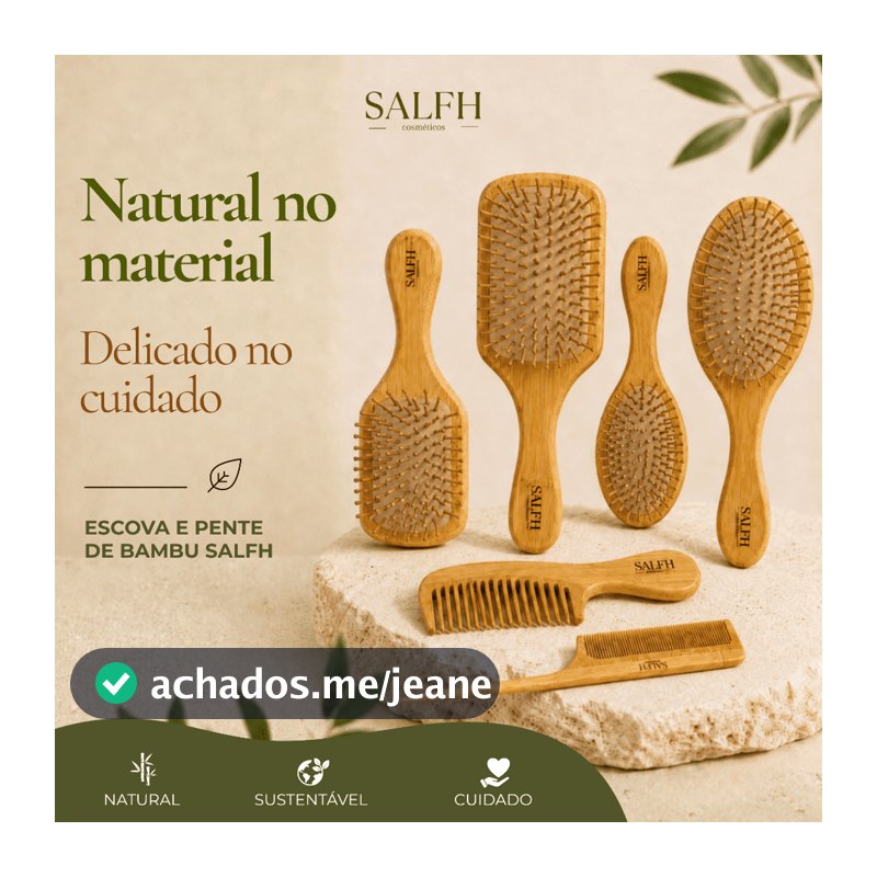 Escova de Cabelo Bambu Madeira Antiestática Pente de Madeira Pente de Cabelo de Bambu 100% Bambu