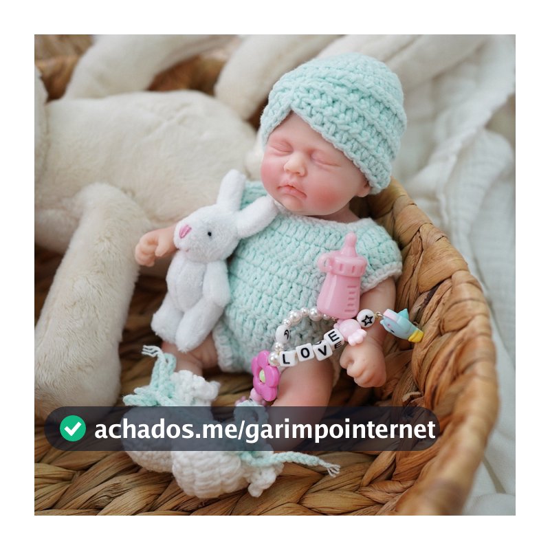 Bebê Reborn Boneca Silicone Sólido 20cm Menina Olho Fechado Brastoy