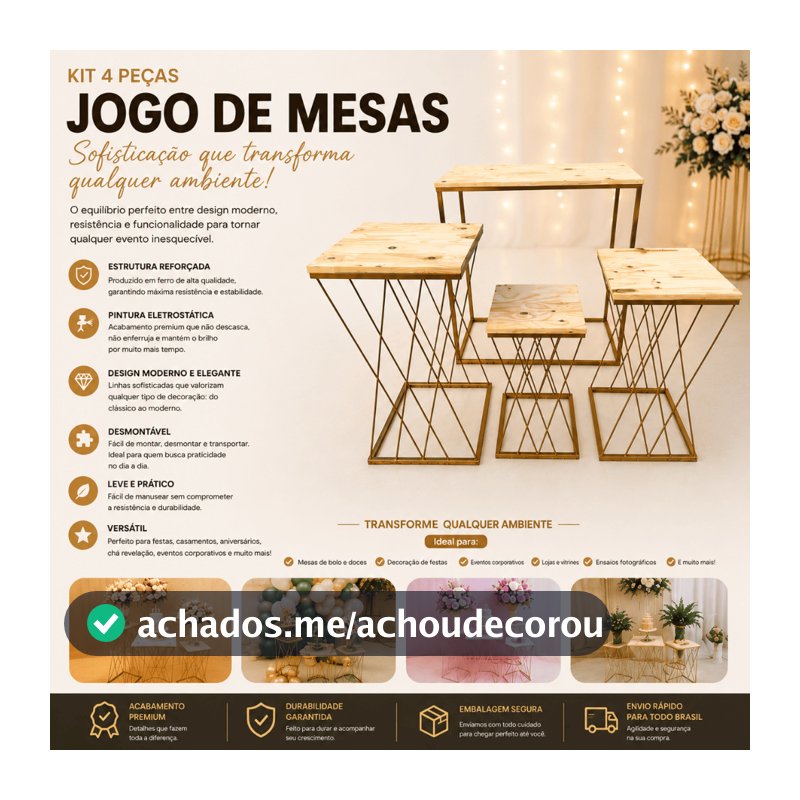 Kit 4 Mesas Ferro Desmontáveis Teia Cubo Decoração E Festa E Casamento E Mesas Doces Eventos Premium