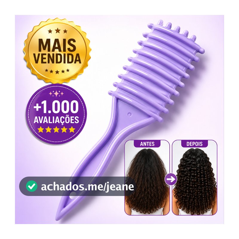 Escova Profissional Curl para Cabelos Cacheados – Define, Modela Cachos e Reduz Frizz | Envio Rápido