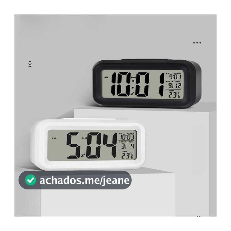 Relógio de Mesa Moderno Portátil Digital Despertador Retangular