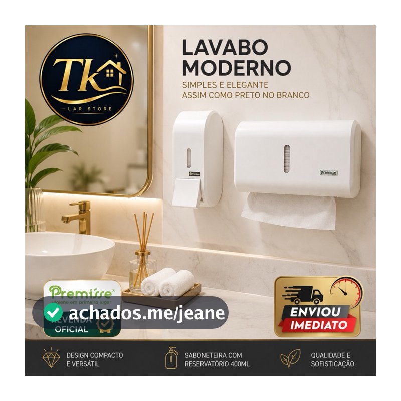 URBAN Porta sabonete  líquido e álcool gel, dispenser  papel  toalheiro interfolha