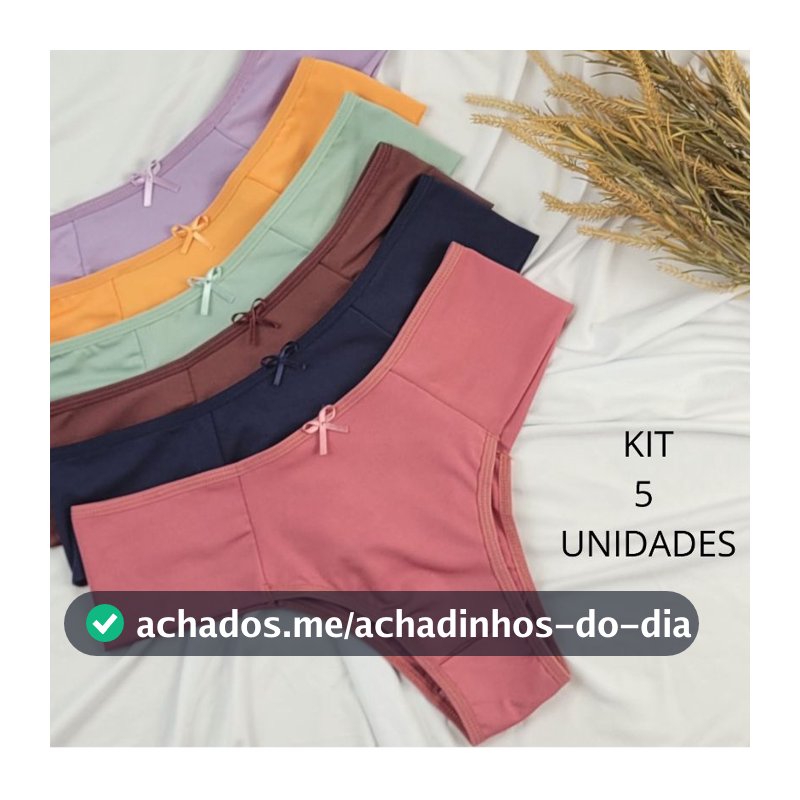 KIT 5 CALCINHAS FEMININAS PALA  ALTA CONFORTO FORRO ALGODÃO