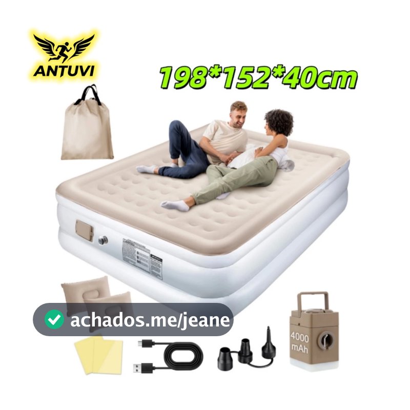 Colchão Inflável Queen Casal 19815240cm Com C/Bomba Bivolt Usb Cama De Campanha