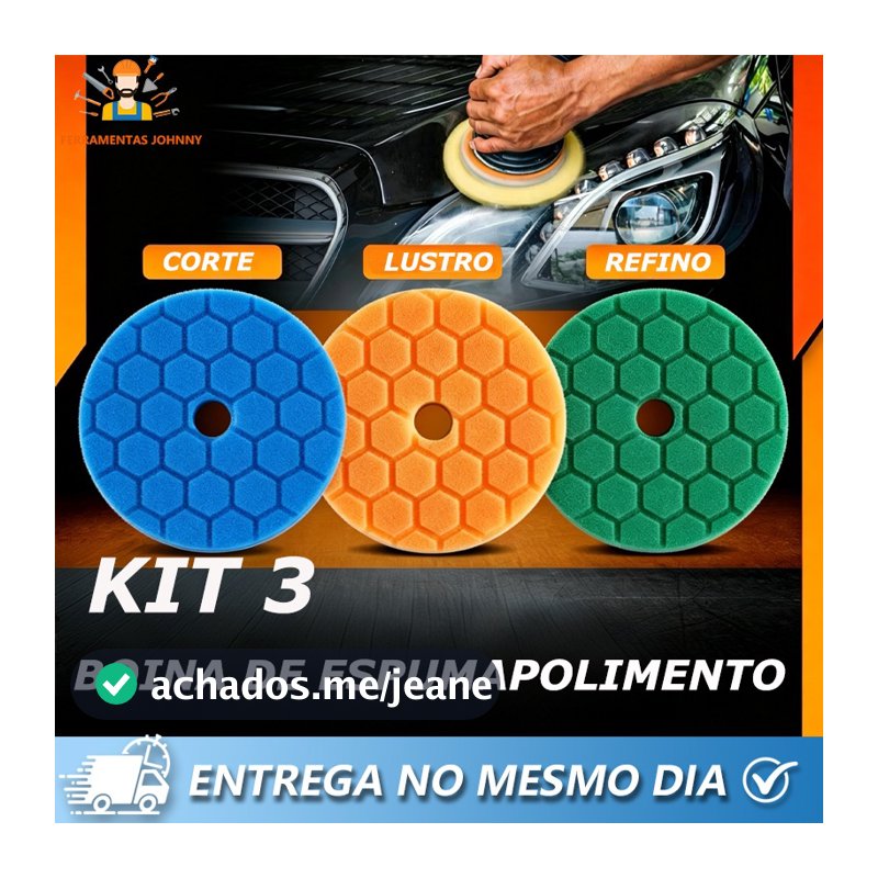 3 Peças Boina De Espuma Polimento Corte Lustro Refino Boina Polimento Automotivo  5''