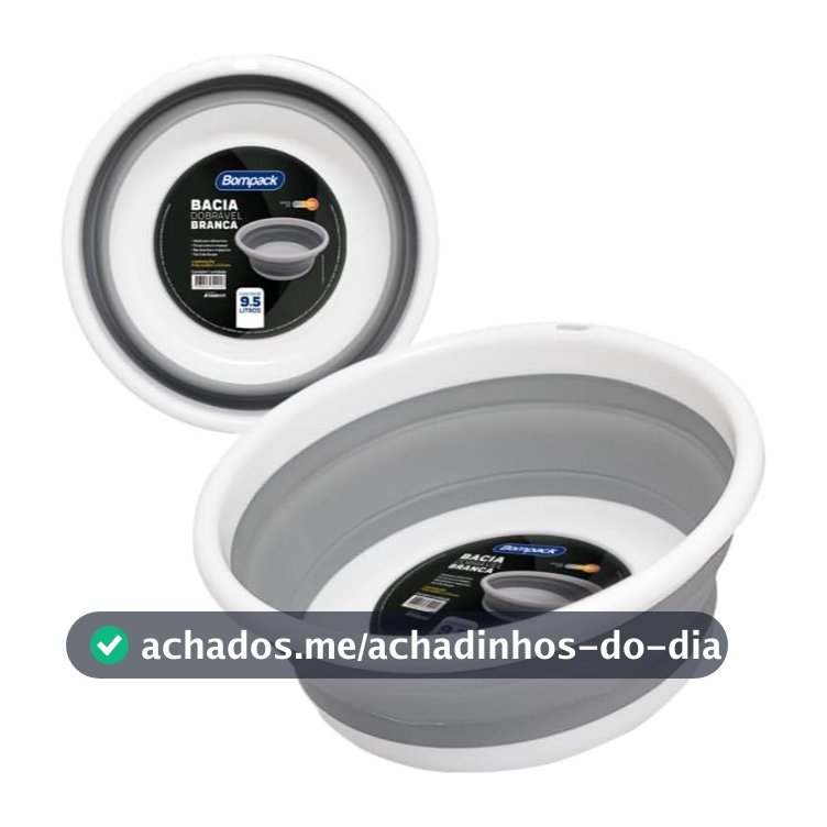 Bacia Dobrável Bompack 9,5l Retrátil Multiuso Silicone