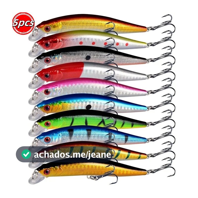 Kit 5/10 Iscas Artificiais Importadas 1/2 Meia Água de 9 cms e 8,5 gramas Pesca Tucunaré Traíra Dourado Robalo Black Bas