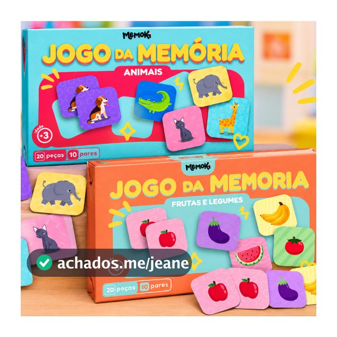 Jogo da Memória Infantil MDF Kit Animais e Frutas Natureza Divertida 2 Jogos 20 Peças Cada Educativo e Lúdico