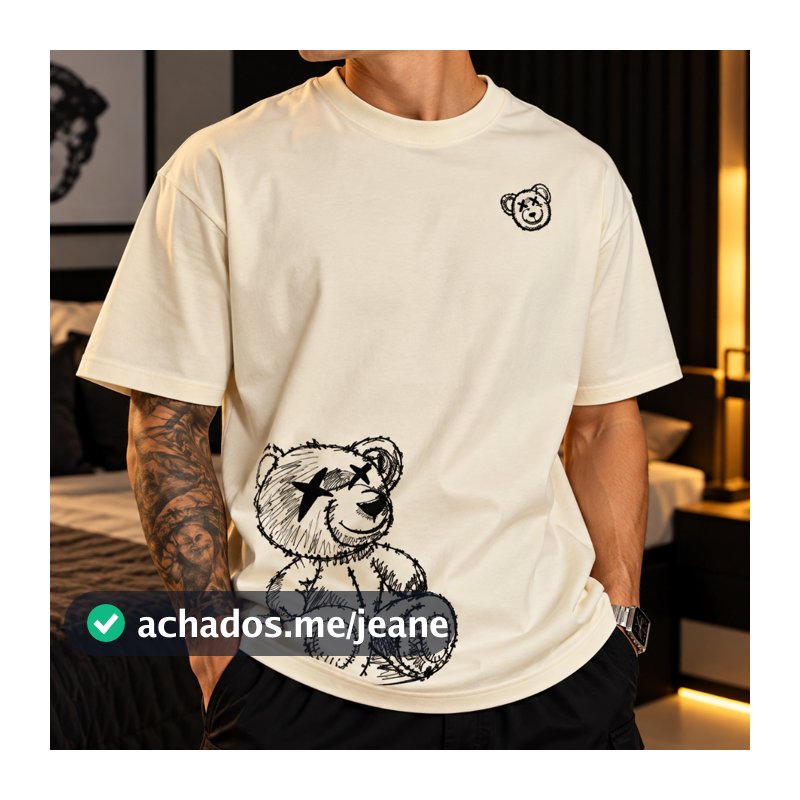 Camiseta Masculina 100% Algodão Premium Urso Camisa Malha Premium Frete Gratis