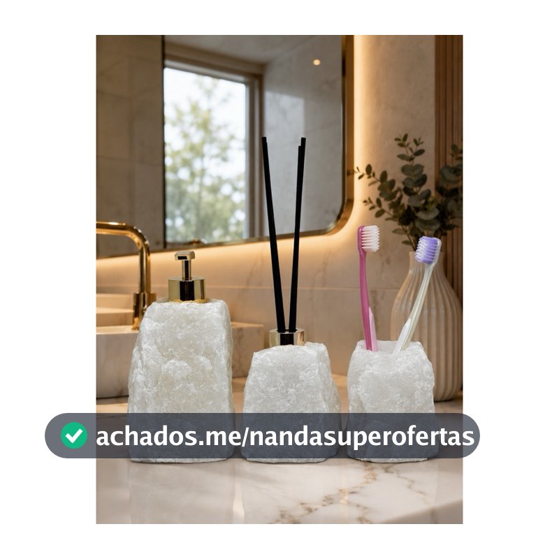 Kit Saboneteira Difusor e Porta Escovas Pedra Natural