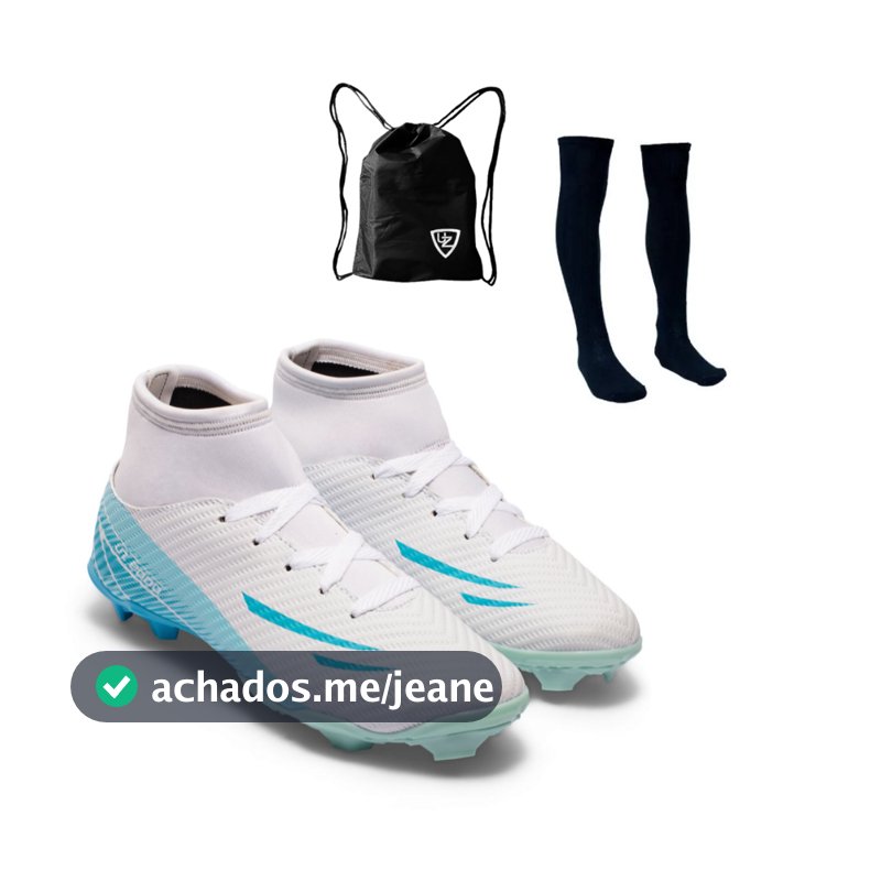 Chuteira Campo UZ 2000 Botinha Cano Alto Adulto Uzze Sport Leve Confortável + Meião Mochila