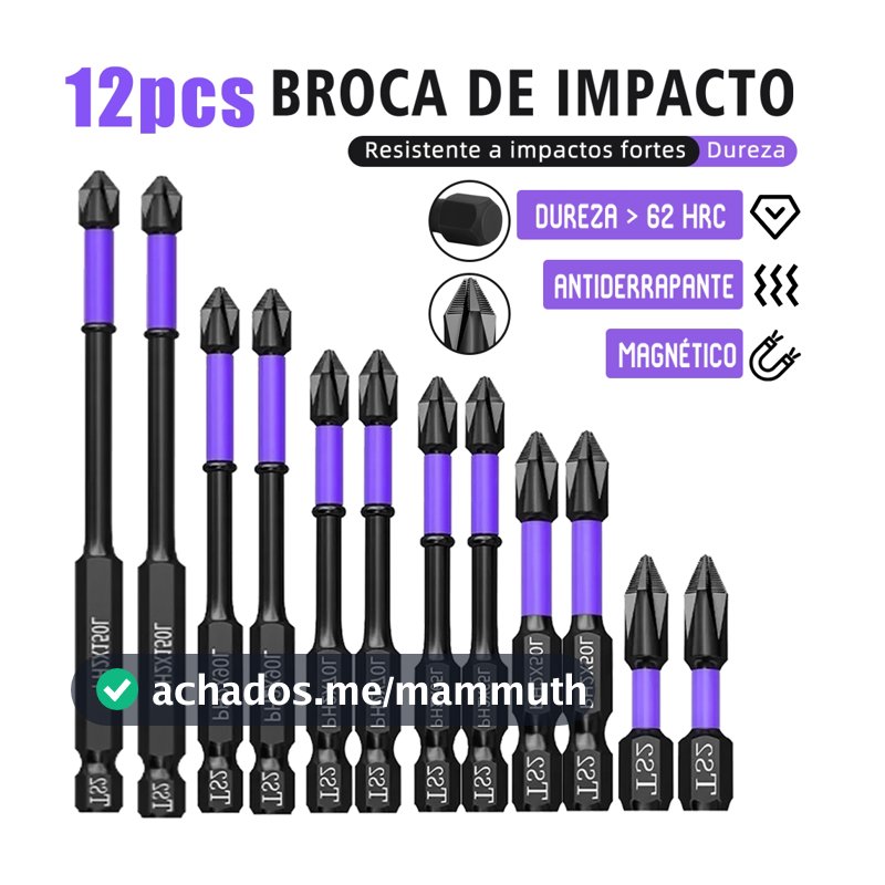 12/6 Bits PH2 Phillips Magnéticos De Impacto Para Parafusadeira Furadeira 25-150mm Anti Derrapante Encaixe Preciso