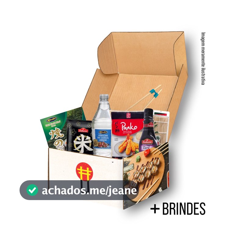 Kit Hot Roll Oriental Com 6 Itens - Arroz Curto, Alga 10fls, Tarê, Esteira, Vinagre de Arroz e Panko