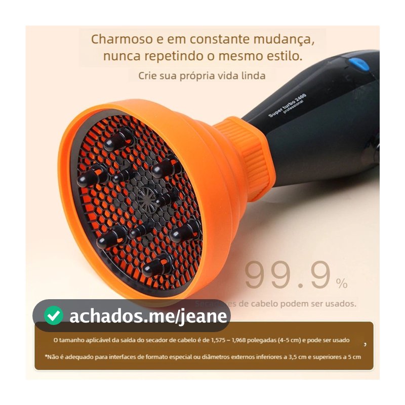 Silicone Difusor de Cachos Retrátil - Boca Flexível para Ativação de Cachos Definidos
