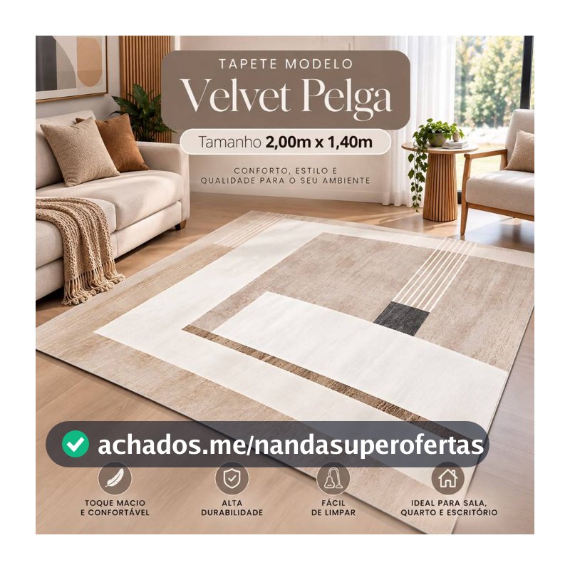 Tapete Velvet Persa 2.00m x 1,40m para sala/closet/recepção Moderno Sofisticado Geométrico Orgânico Estampado Retrô