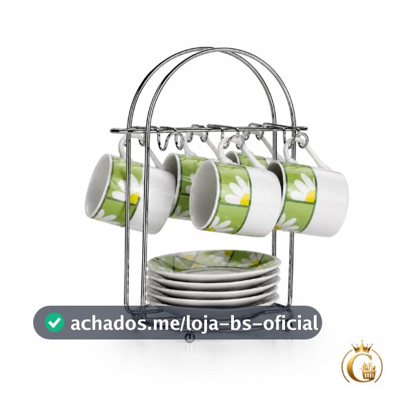 Suporte Porta Xícaras e Pires 6 Ganchos Organizador de Café para Mesa Bancada
