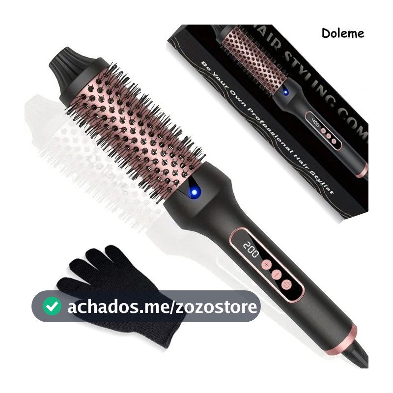 Escova Alisadora e Modelador de Cachos 3 em 1 Térmica 38mm com Íons 120–200°C