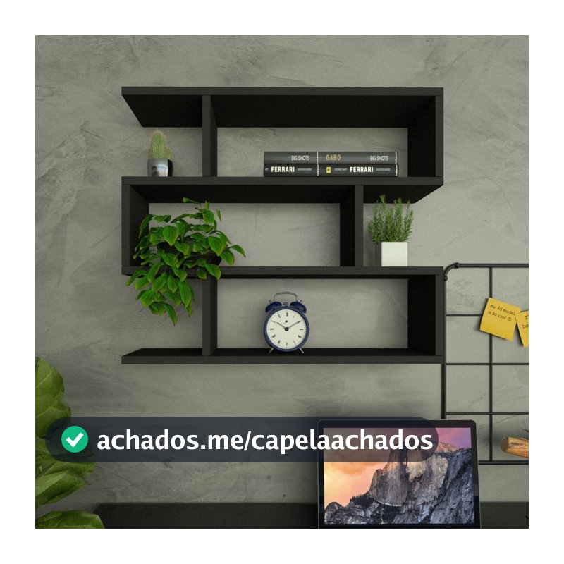 Nicho ZIG Minimalista Preto MDF Escritório Quarto Sala  ENVIO IMEDIATO + SUPER REFORÇADO QUALIDADE
