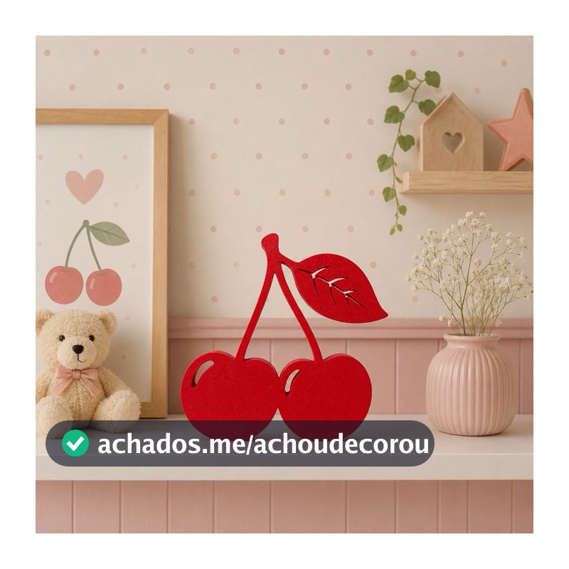 Cereja Decorativa para Quarto Infantil | Enfeite de Prateleira | Decoração Bebê Menina