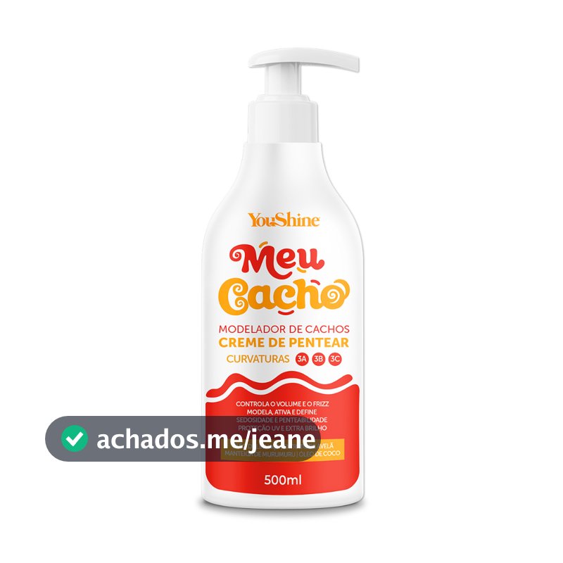 Creme De Pentear Meu Cacho Modelador de Cachos YouShine 500mL Encaracolando Definição Hidratação