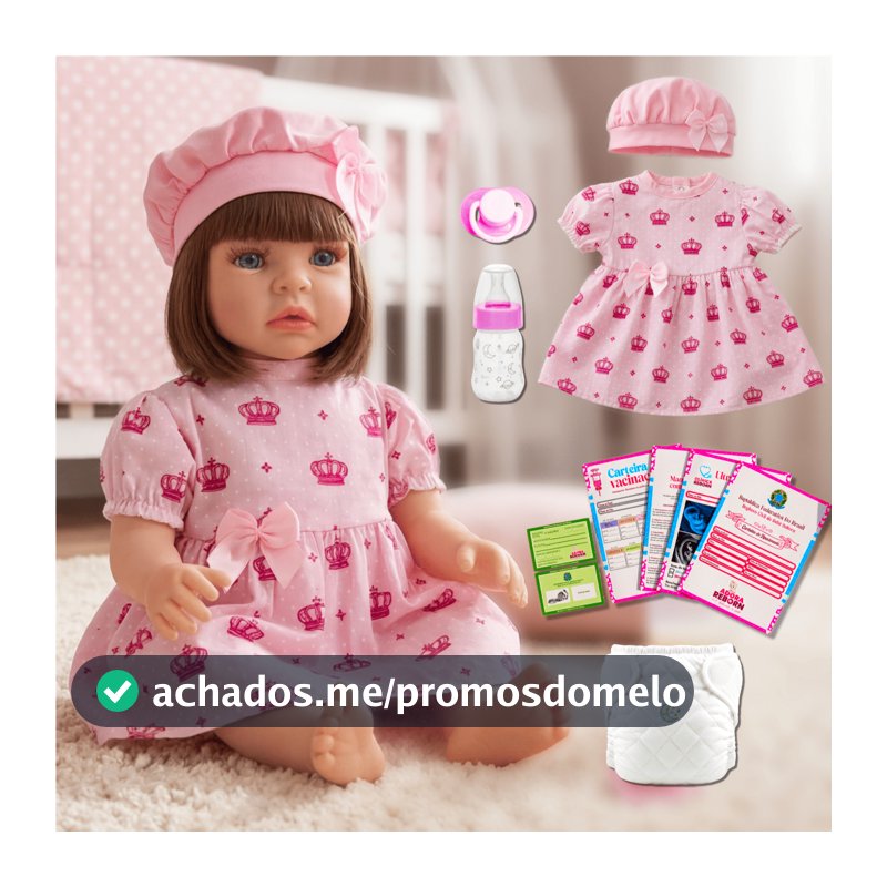 Boneca Bebê Reborn Vestido Coroa Rosa Realista Em Silicone Menina Original Pode dar Banho