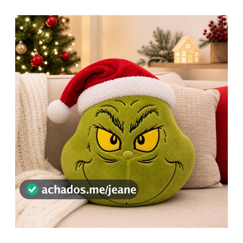 Almofada Pelúcia Grinch de Natal 30cm com Decoração Presente Fofo