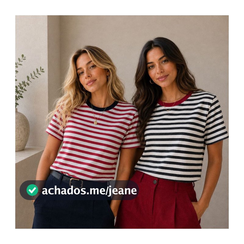 Camiseta Feminina em Moletinho do P ao G1 | Tshirt Feminina listrada em malha grossinha | Blusa Feminina