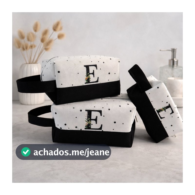 1unid Necessaire Com alça Personalizada com inicial Necesser Viajem Necesserie Ogranizadora Maquiagem Bolsinha Com Alça