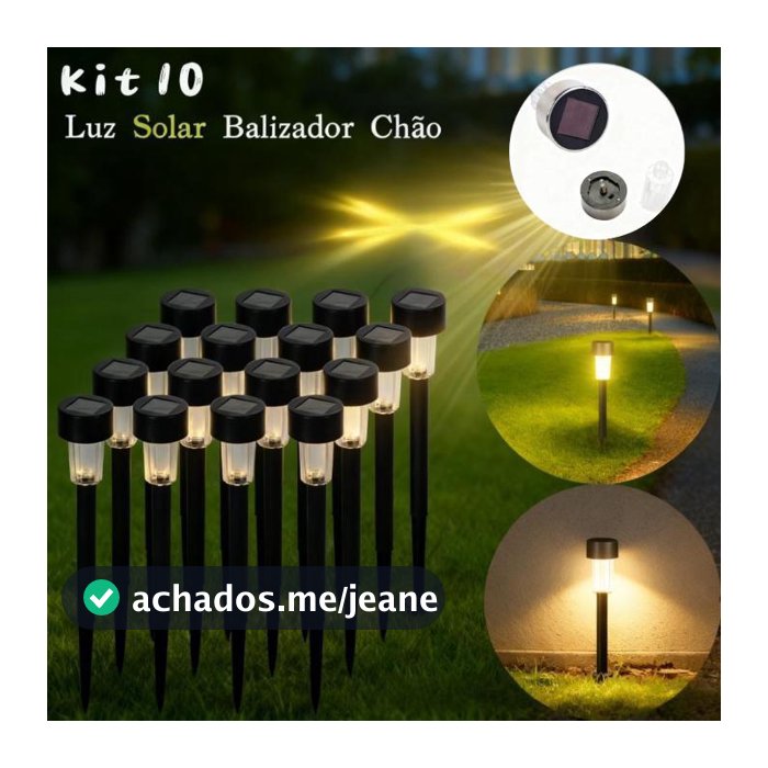 Kit 10 Luz Solar Balizador Chão Luz Noturna Decoração Jardim Quintal Luz Quente Frio