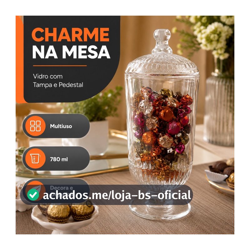 Bomboniere com Pedestal de Vidro  Para Mesa e Decoração