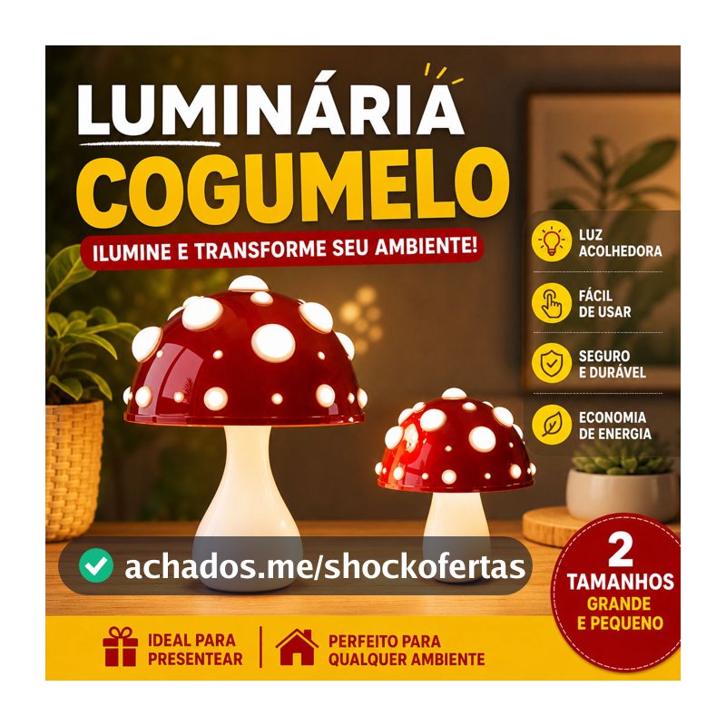 Luminária Cogumelo Decorativa 3 Modos De Luz Recarregável Para Quarto Sala Decoração De Casa