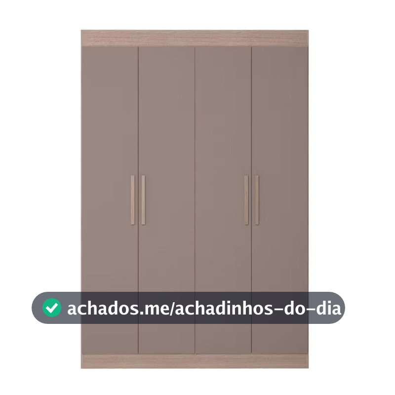 Guarda-Roupa Ville com 4 Portas 2 Gavetas e 2 Prateleiras 134cm Bartira