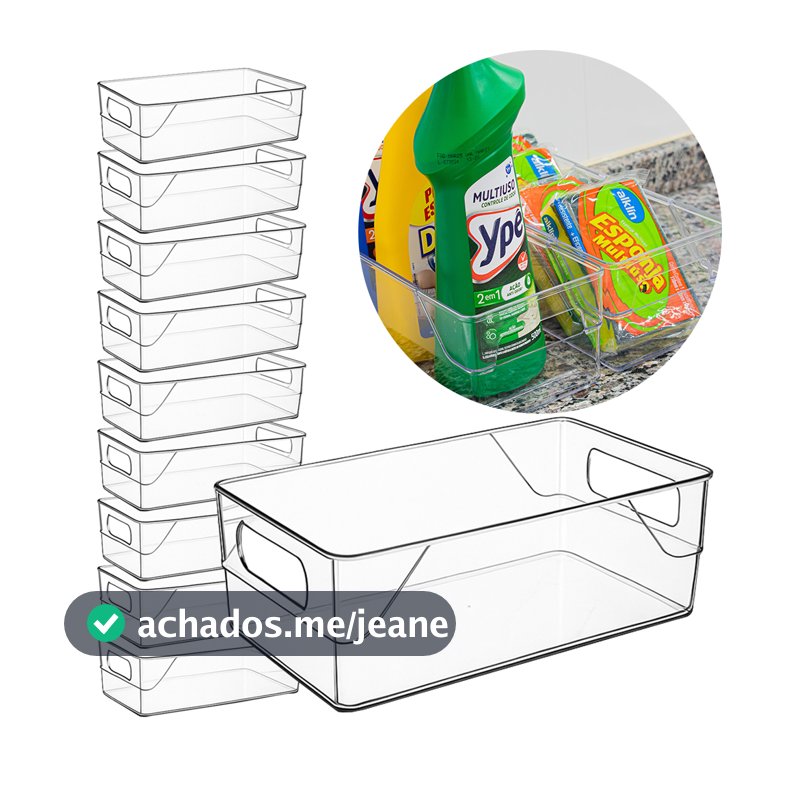 Kit 10 Organizadores Multiuso Para Geladeira, Cozinha E Despensa Em Acrílico Transparente