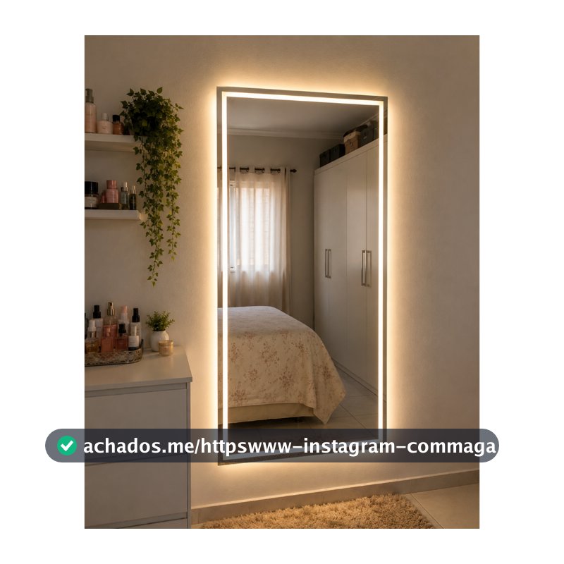 Espelho Retangular Jateado Fino 70x50cm Lapidado com LED 3 Cores Touch para Decoração Banheiro