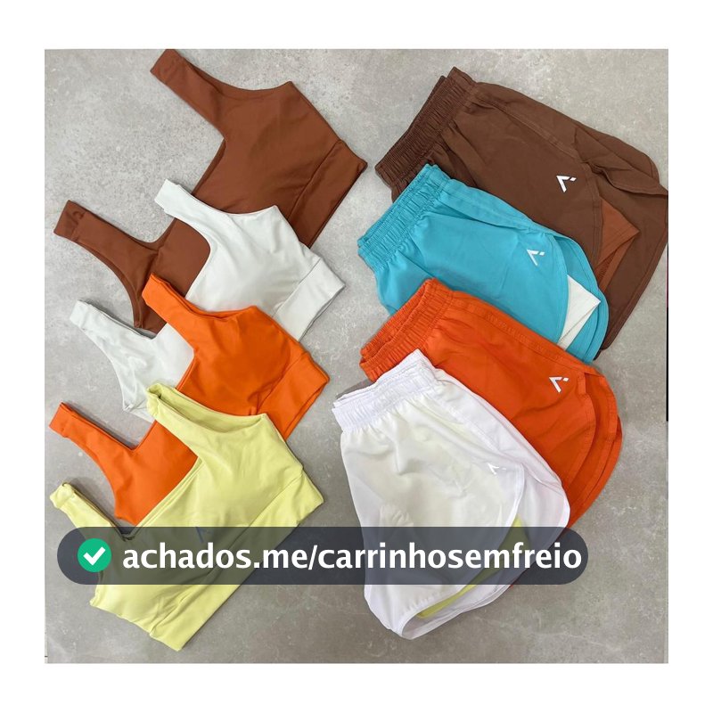 Conjunto Short Duplo Tactel Actie  Aurora Poliamida Fitness Academia Treinos esportivo