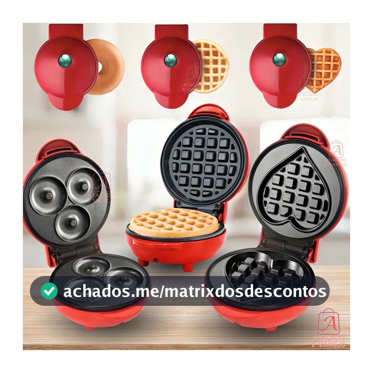 Máquina Para Fazer Redonda/Coração/Donuts Waffles Em Forma Rosquinhas Pequena Portátil 350w Mini Elétrico110V e 220V