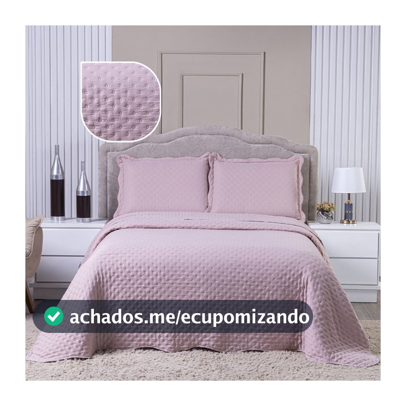 Kit Colcha Casal Cobre Leito 400 Fios Dupla Face Queen e King e Porta Travesseiro Americano 3 Peças