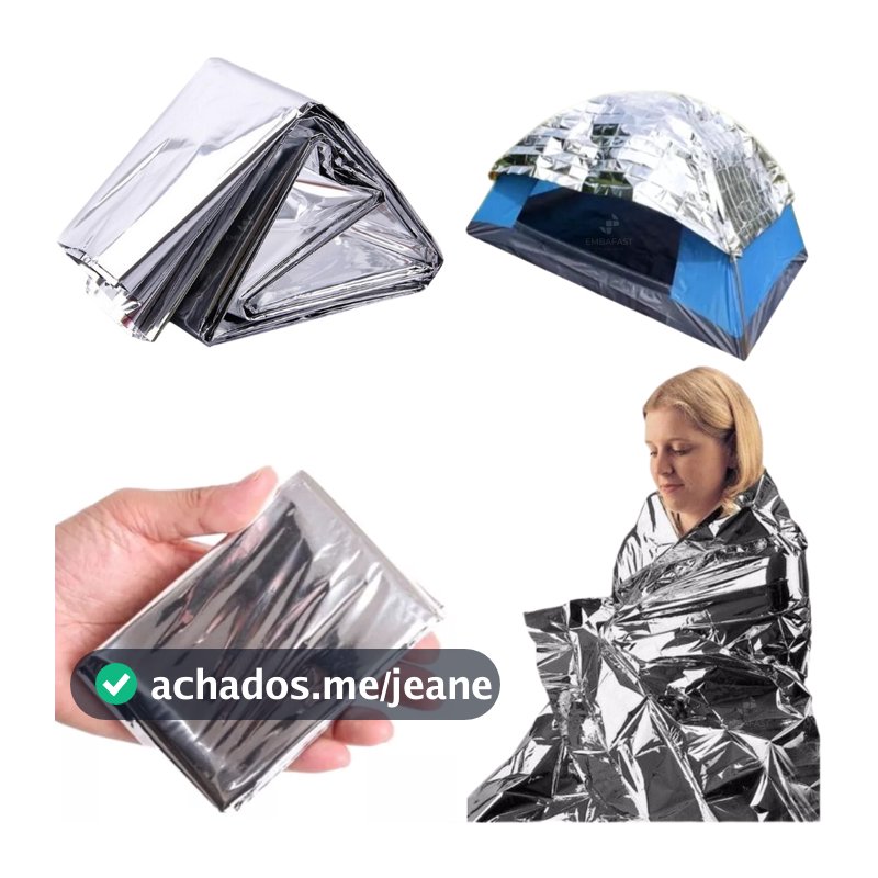 Kit 5 Mantas Térmica Emergência Alumínio 2,10x1,40m Cobertor Resgate Camping Barraca Protetor Dormir