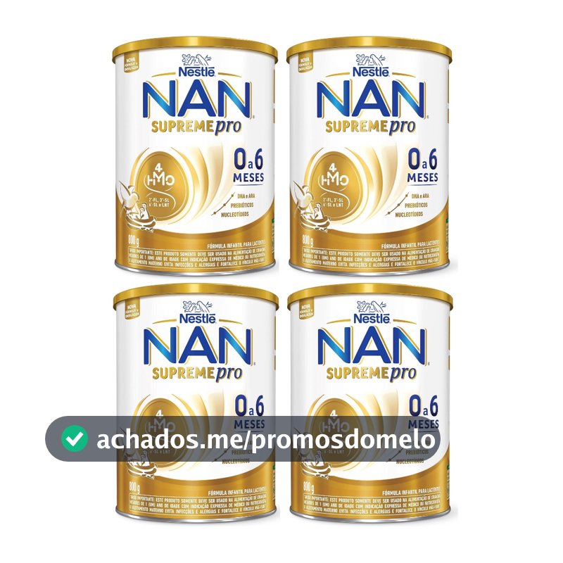 Kit 4 Latas NAN Supreme 0 a 6 Meses Fórmula Infantil 800g cada (AMARELO) EQ.1