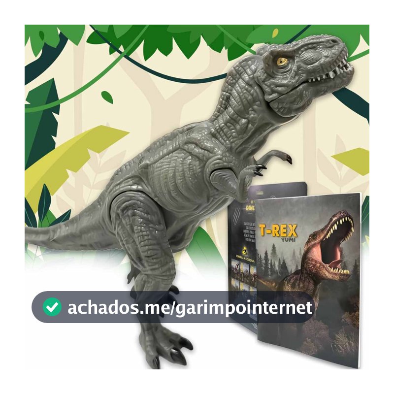 Coleção Mundo dos Dinossauros - Dinossauro Brinquedo Realista T-Rex Articulado + Livro