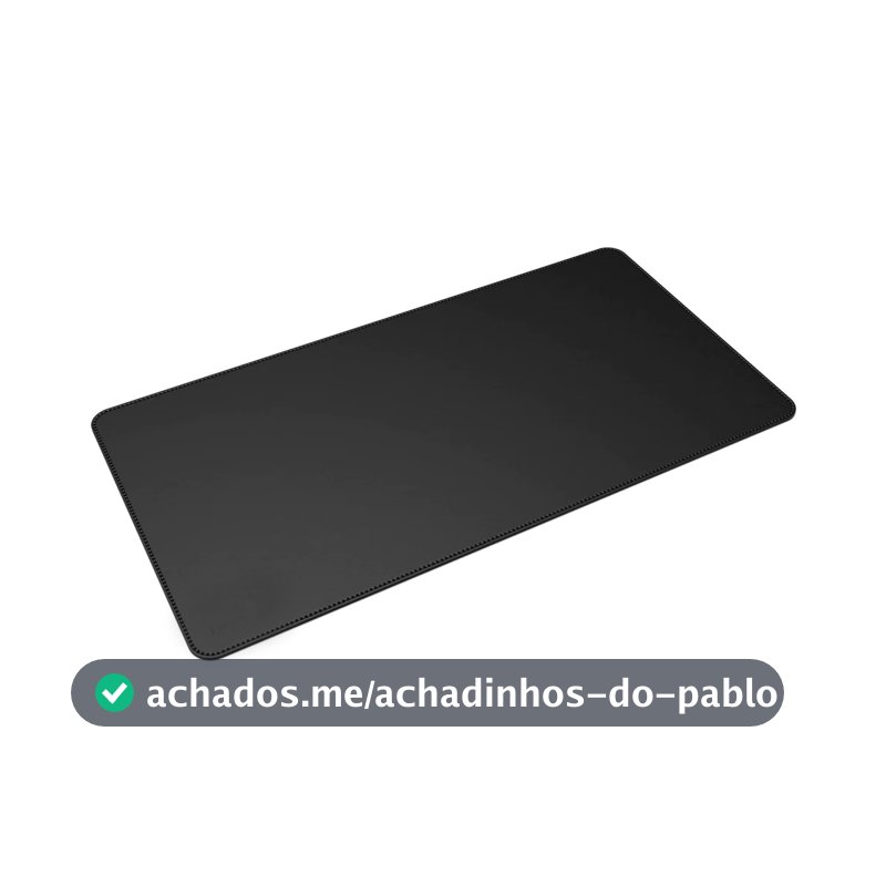 Mouse Pad Grande Couro Preto Feltro Costurado Básico